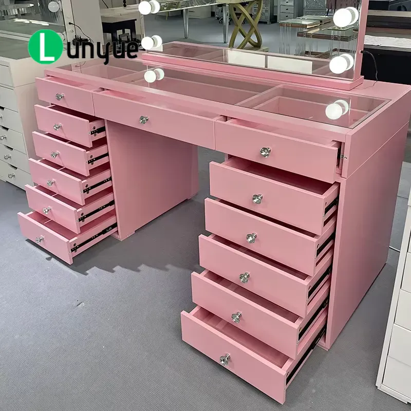 Tocador de madera rosa con esp - Beauty Makeup Vanity Set reseña y precio
